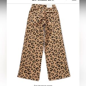 KatieJ NYC Big Girls Chicago Leopard-Print Low-Rise Wide-Leg Jeans